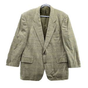 Pierre Balmain‎ Jacket Adult 46R Beige Plaid Silk Wool Blazer Sport Coat Men's